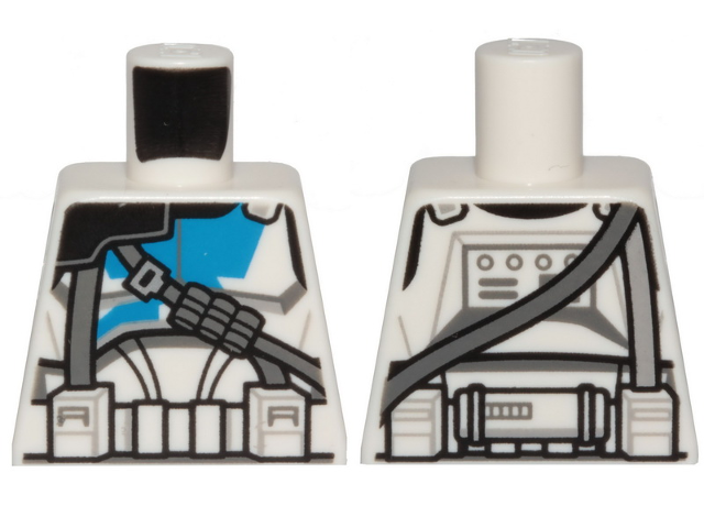 Part 973pb5003 Torso SW Armor Clone Trooper with Blue 501st Legion Markings and Dark Bluish Gray Diagonal Belt Pattern Clone Wars unsorted BrickLink