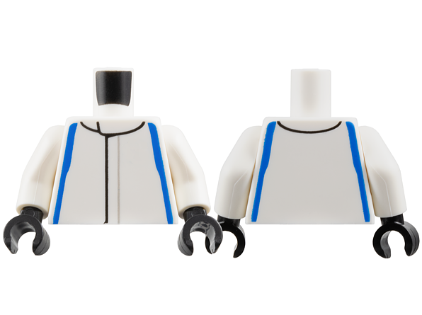 Torso Racing Suit with Blue Sides Pattern / White Arms / Black Hands