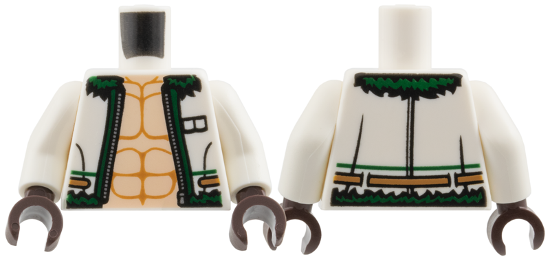 White jacket torso with green fur lining