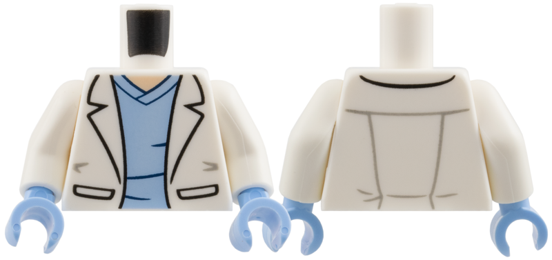 Torso Labcoat, Light Nougat Neck, Bright Light Blue Scrubs Shirt Pattern / White Arms / Bright Light Blue Hands in White