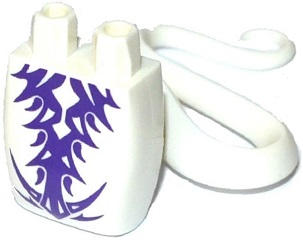 Lower Body, Serpent with Molded Flexible Rubber (Same Color) Tail and Printed Dark Purple Tribal Symbol Tattoos Pattern