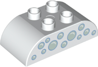 Duplo, Brick 2 x 4 Slope Curved Double with Light Aqua Bubbles Pattern