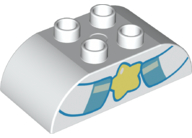 Duplo, Brick 2 x 4 Slope Curved Double with Medium Azure and Light Aqua Hooves Holding Bright Light Yellow Star Pattern