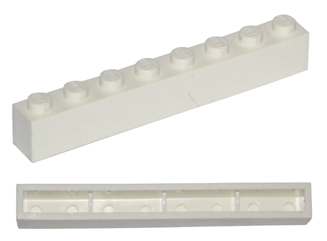 Brick 1 x 8 without Bottom Tubes, with Cross Supports
