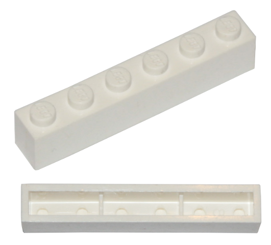 Brick 1 x 6 without Bottom Tubes, with Cross Supports