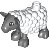 Duplo Sheep, Lamb with Dark Bluish Gray Legs and Head Pattern