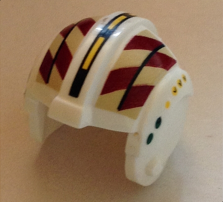 Minifigure, Headgear Helmet SW Rebel Pilot with Dark Red and Tan Geometric Pattern - Wes Janson