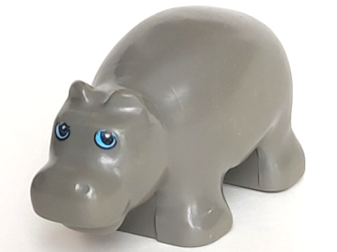 Duplo Hippo Baby with Black and Light Blue Eyes Pattern