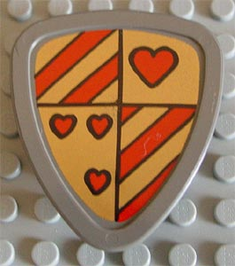Duplo Utensil Shield, Flat Triangle with Red Stripes and Hearts Pattern