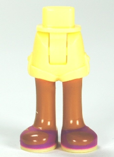 Mini Doll Hips and Shorts Folded Hem with Medium Nougat Legs and Magenta Sandals with Bright Light Yellow Soles Pattern - Thick Hinge