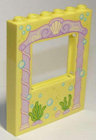 Panel 1 x 6 x 6 with Window with Pink Arch, Bubbles and Sea Grass Pattern