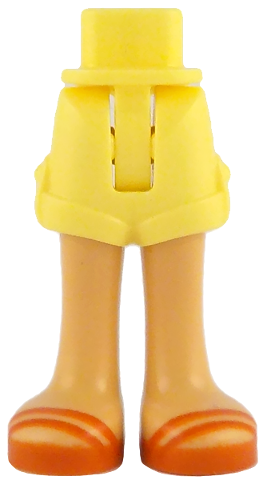 Mini Doll Hips and Shorts Folded Hem with Molded Medium Tan Legs and Printed Reddish Orange Sandals Pattern - Thin Hinge