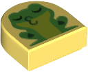 Tile, Round 1 x 1 Half Circle Extended with Green Kissing Frog with Lime Stomach Pattern