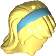 Mini Doll, Hair Female Long Wavy with Bangs and Dark Azure Headband Pattern