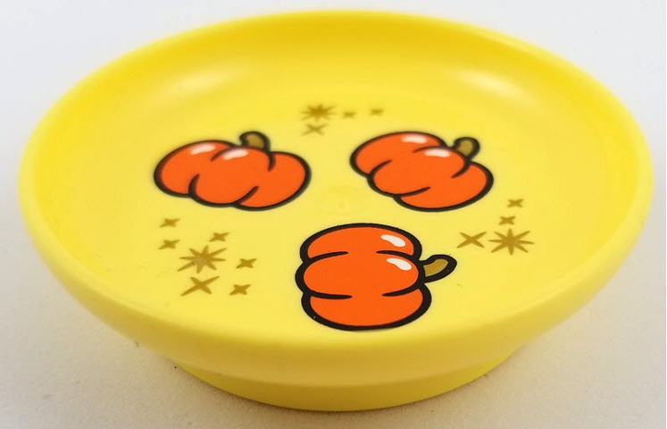Duplo Utensil Dish 3 x 3 with Orange Pumpkins and Gold Stars Pattern