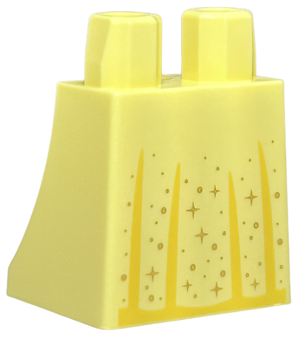 Lower Body, Skirt with Bright Light Orange Folds, Gold Dots and Sparkles Pattern