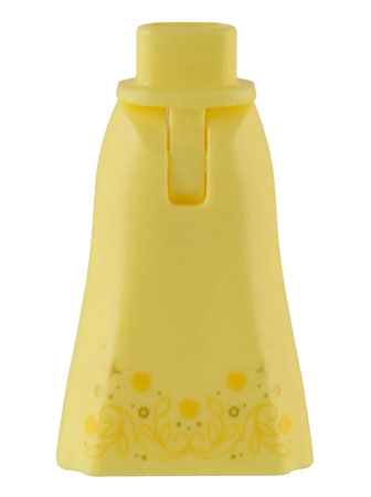 Mini Doll Hips and Skirt Full Length with Gold Sparkles and Bright Light Orange Vine and Leaves Pattern - Thin Hinge