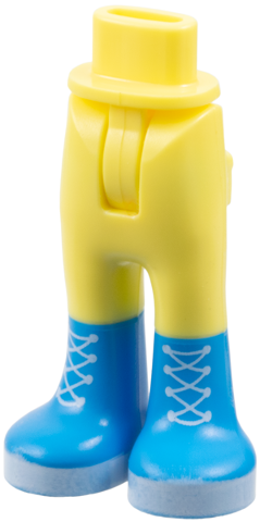 Mini Doll Hips and Trousers with Back Pockets with Molded Dark Azure Lower Legs / Boots and Printed White Laces Pattern - Thin Hinge