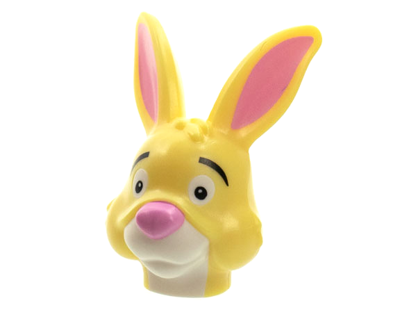 Minifigure, Head, Modified Rabbit with Pointed Ears with Bright Pink Auricles and Nose and White Muzzle Pattern