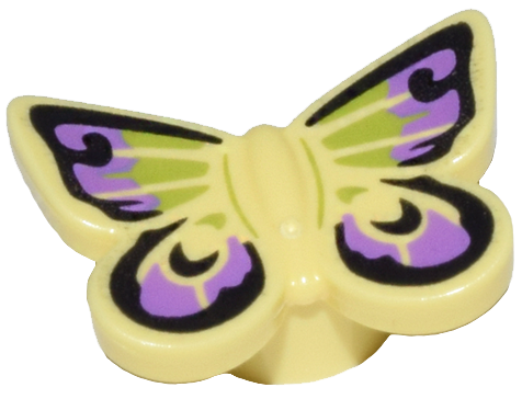 Butterfly with Stud Holder with Black, Medium Lavender, and Lime Wings Pattern