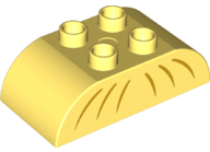 Duplo, Brick 2 x 4 Slope Curved Double with Bright Light Orange Curved Lines Pattern on Both Sides