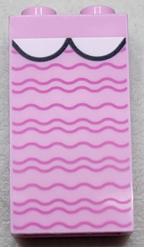 Brick 1 x 2 x 3 with White Lapels and Dark Pink Wavy Lines Pattern (BrickHeadz Eleven Torso)