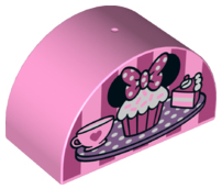 Duplo, Brick 2 x 4 x 2 Slope Curved Double with Cupcake with Mouse Ears Pattern