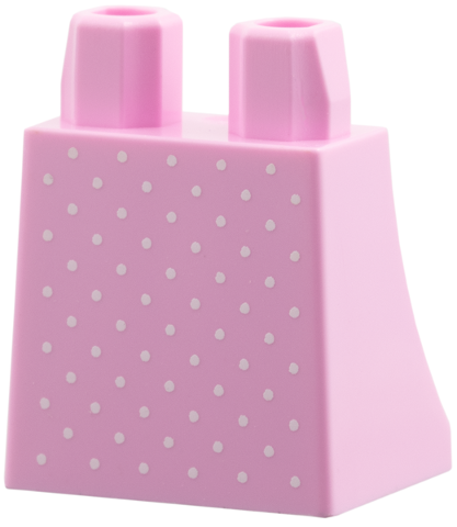Bright pink skirt piece covered in a pattern of small white printed spots.