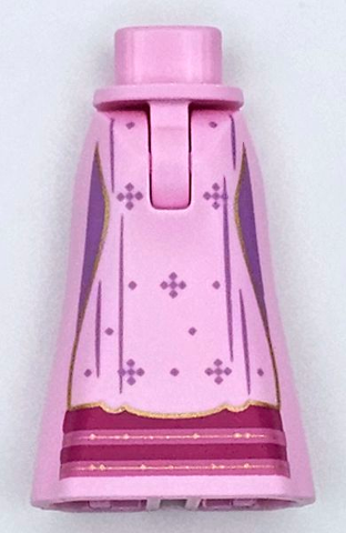 Mini Doll Hips and Skirt Full Length with Magenta Bottom Hems, Medium Lavender Lines and Sparkles and Gold Trim Pattern - Thin Hinge