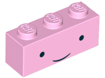 Brick 1 x 3 with Face Black Eyes, Thin Smile Pattern (Princess Bubblegum)