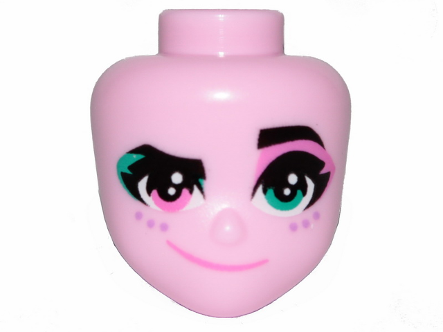 Mini Doll, Head Friends with Left Eye Turquoise, Right Eye Pink, Raised Left Eyebrow, Freckles and Crooked Smile Pattern (Sweet Mayhem)