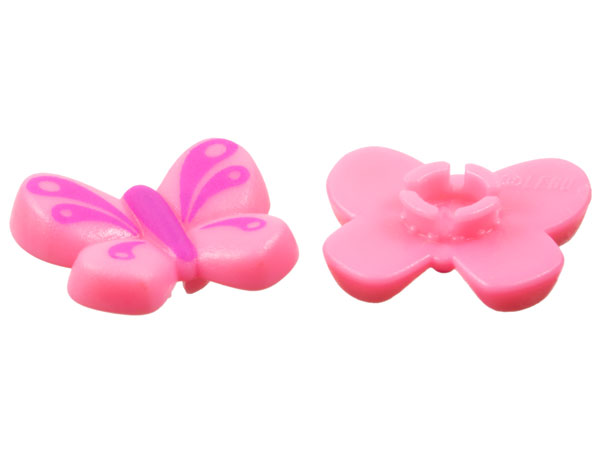 Clikits, Icon Butterfly 2 x 2 with Pin with Dark Pink Body and Wing Markings Pattern