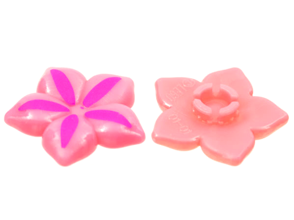 Clikits, Icon Flower 5 Pointed Petals 2 x 2 Large with Pin with Dark Pink Highlights Pattern