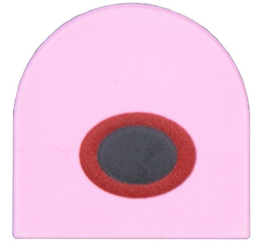 Tile, Round 2 x 2 Half Circle Extended with Black Oval with Dark Red Outline Pattern (Disney Pua Nostril)