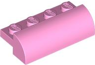 Slope, Curved 2 x 4 with 4 Recessed Studs in Bright Pink