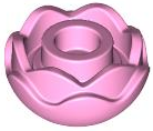 Plant Flower Round with 2 Layers (Peony Rose) with Open Stud and Small Pin Hole in Bright Pink