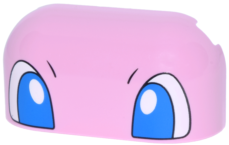 Brick, Round Corner 2 x 4 Double without Studs with Dark Azure and White Eyes Pattern (Pokémon Mew Face)