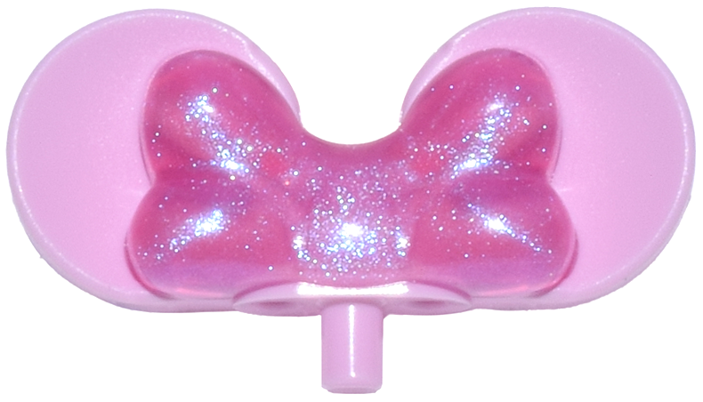 Minifigure, Mouse Ears with Small Pin with Molded Satin Trans-Dark Pink Bow Pattern