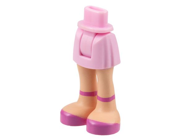 Mini Doll Hips and Skirt, Light Nougat Legs and Dark Pink Shoes with Ankle Straps Pattern - Thick Hinge