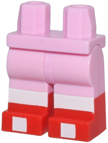 Hips and Legs with Molded Red Lower Legs / Boots and Printed White Socks and Squares on Toes Pattern