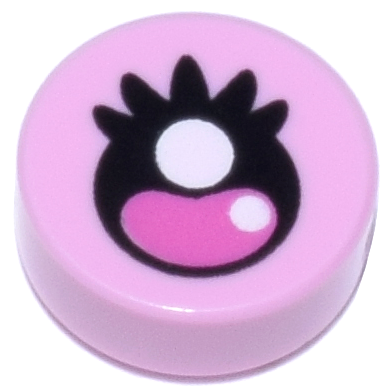 Tile, Round 1 x 1 with Black and Dark Pink Eye with Eyelashes and White Highlights Pattern