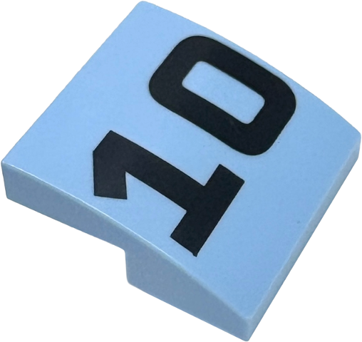 Slope, Curved 2 x 2 x 2/3 with Black '10' Pattern