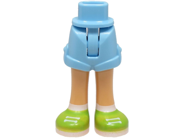 Mini Doll Hips and Shorts Folded Hem with Molded Medium Tan Legs and Printed Lime Shoes with White Laces, Soles and Socks Pattern - Thin Hinge