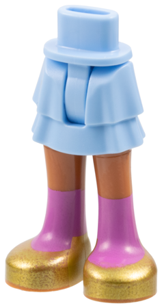 Mini Doll Hips and Skirt Layered with Molded Sienna Legs and Printed Gold Shoes with Dark Pink Socks Pattern - Thin Hinge
