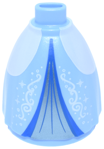 Mini Doll Skirt Long Full with White Hips, Metallic Light Inset with Blue Wide Trim, Stars and Filigree Pattern (Cinderella)