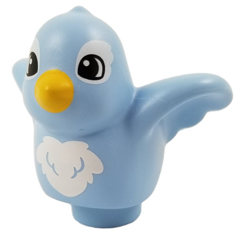 Duplo Bird with White Chest and Eye Feathers, Yellow Beak Pattern