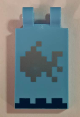 Tile, Modified 2 x 3 with 2 Clips with Minecraft Fish and Sea Floor Pattern