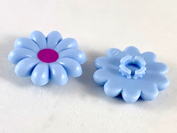 Clikits, Icon Flower 10 Petals 2 x 2 Large with Pin, Frosted with Dark Pink Center Pattern