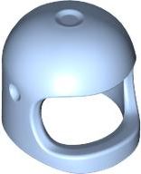 Minifigure, Headgear Helmet Space / Town with Thick Chin Strap - with Visor Dimples (Reissue with Top Dimple) in Bright Light Blue