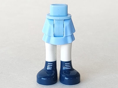 Mini Doll Hips and Skirt Layered, White Legs and Dark Blue Shoes with White Laces Pattern - Thick Hinge